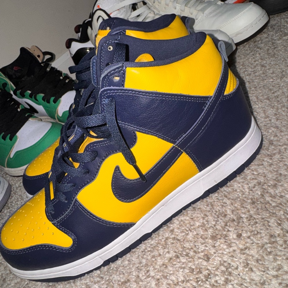 Yellow and Blue High-Top Sneakers